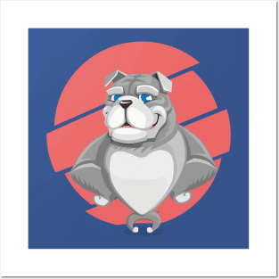 Cute English Grey Bulldog Artwork Posters and Art